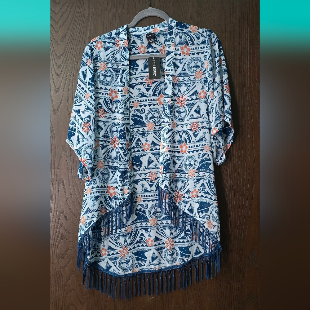 Blue and Orange Patterned Women's Top